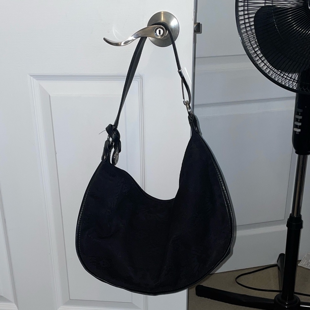 Anne Klein Black Hobo Bag with Lion Pattern